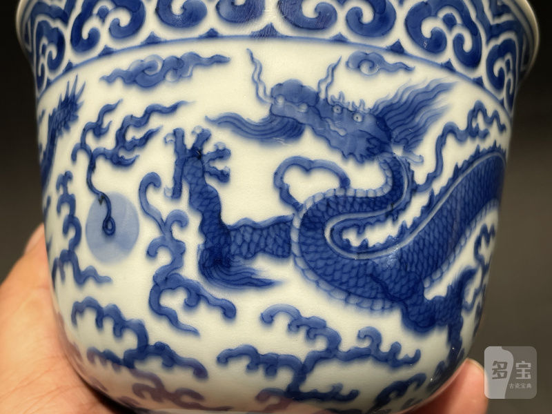 清乾隆 青花云龙纹仰钟碗 - 图7